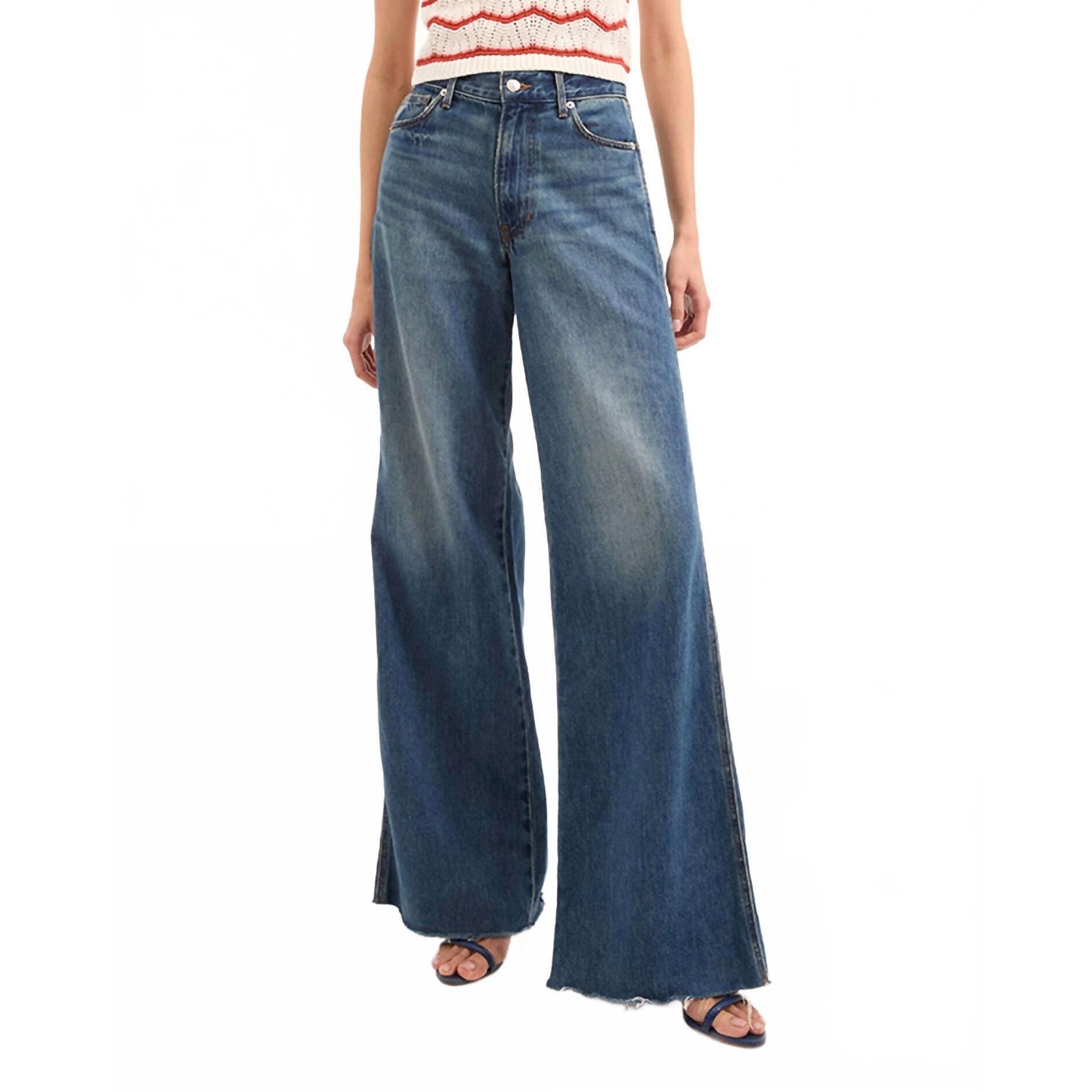 New Veronica Beard Kasey Mid Rise Wide-Leg Jean In Bandit